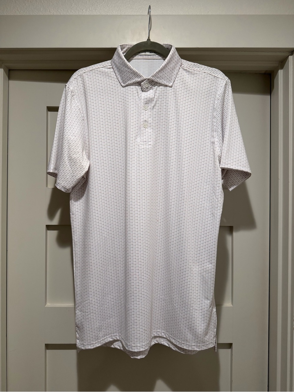 Holderness & Bourne Golf Polo Men’s M White Pattern Tailored Fit Shirt